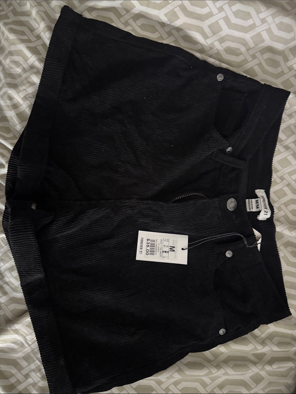 Black Corduroy Mini Shorts